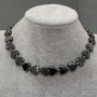 Choker z hematitu w kształcie serca, średnica 12 mm ±, z metalowymi wstawkami 3 mm ± i zapięciem Tolg, długość 38 cm ±, przedłużany łańcuszek