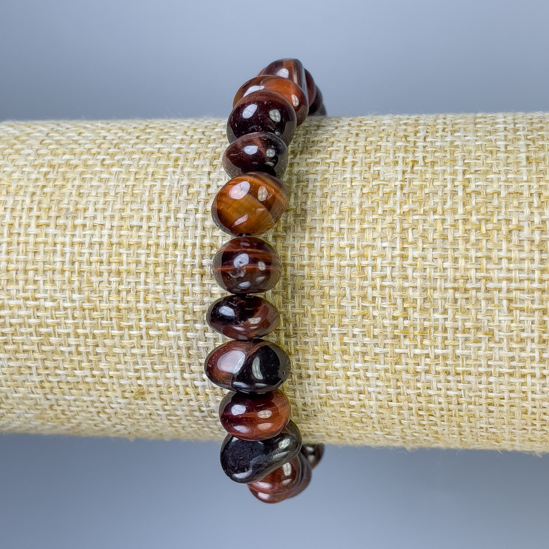 Bransoletka z kamieniem Oko byka fasetowana, średnica 8-10×7-9 mm, długość 18 cm, na elastycznej gumce