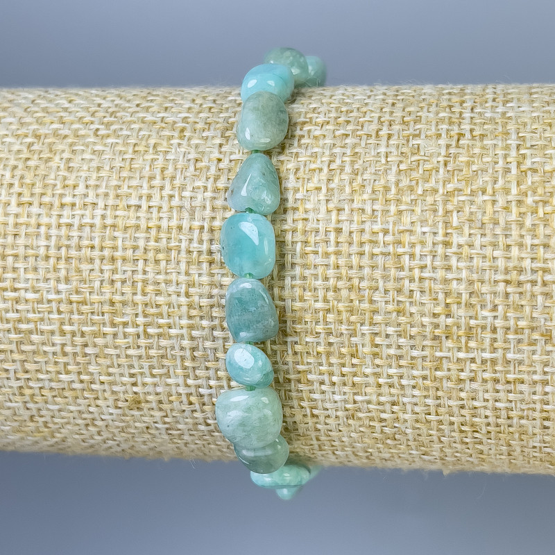 Bransoletka z amazonitu fasetowanego, średnica 5–8×5–7 mm, długość 18 cm, elastyczna