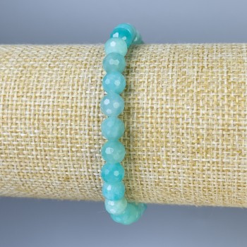 Bransoletka z amazonitu fasetowana kuleczka, średnica 7 mm ±, długość 18 cm ±, na elastycznej gumce