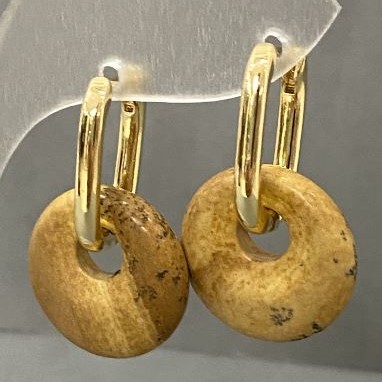 Kolczyki z pejzażowej jaspisu, w kształcie torusa, średnica 18 mm, długość ok. 30 mm