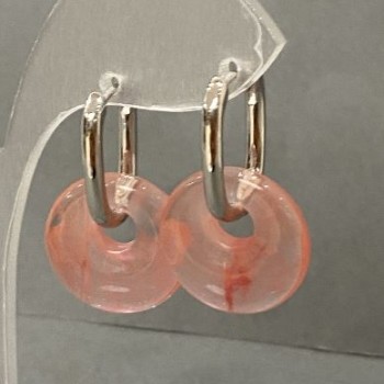 Kolczyki z chalcedonu w kształcie torusa, średnica 18 mm, długość 31 mm