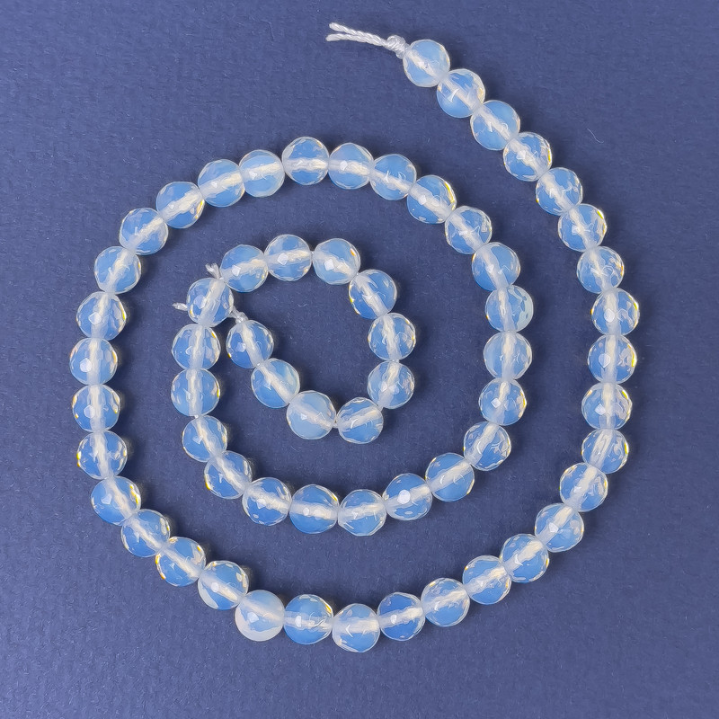 Koraliki z kamienia księżycowego, fasetowane kulki, średnica 6 mm, długość 36 cm, na nitce
