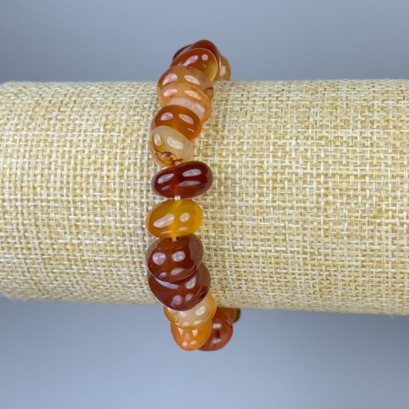 Bransoletka z karneolu fasetowana, średnica 8–15×5–8 mm, długość 18 cm, elastyczna