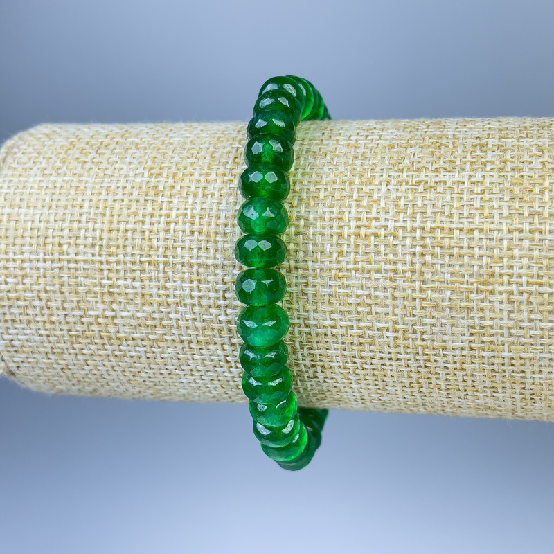 Bransoletka z chryzoprazem, fasetowane rondelki, średnica 8×5 mm, długość 18 cm, elastyczna