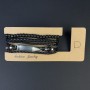 Bransoletka potrójna z eko-skóry, wstawka w formie kuli, regulowana długość, 18–24 cm, czarna