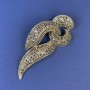 Broszka z szarymi cyrkoniami w brązowo-złotym metalu, średnica 78×33 mm +