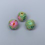Koralik Cloisonné fioletowo-zielony z emalią, średnica 10 mm ±, otwór 2 mm, złoty kolor metalu, 1 sztuka