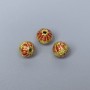 Koralik cloisonné z czerwonym szkliwem 7×6 mm