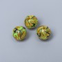Koralik cloisonné z zieloną emalią, średnica 10 mm ± otwór 2 mm, złoty kolor metalu, 1 szt.