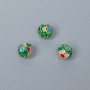 Koralik cloisonné zielono-liliowa emalia, średnica 6 mm ±, otwór 1 mm, złocisty kolor metalu, 1 szt.