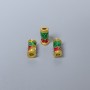 Koralik cloisonné cylindryczny w kształcie rybki, czerwono-zielona emalia, średnica 4×9 mm, otwór 2 mm, kolor metalu złoty, 1 szt.