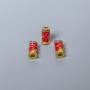 Koralik Cloisonné cylindryczny – rybka, czerwono-zielona emalia, średnica 4×9 mm, otwór 2 mm, złoty kolor metalu, 1 szt.