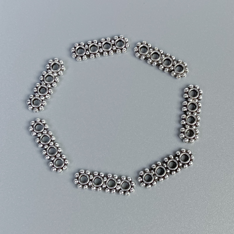 Okucie – rozdzielnik rzędów, wkładka, kolor metalu: srebro, średnica 16×5×2 mm, otwór 1,8 mm, opakowanie 20 g (~36 szt.)