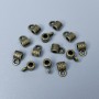Zawieszka typu bail, kolor metalu: brązowy, rozmiary 9×5×5 mm ±, otwory Ø 2,5 mm ±, Ø 2 mm ±, opakowanie 34 szt.