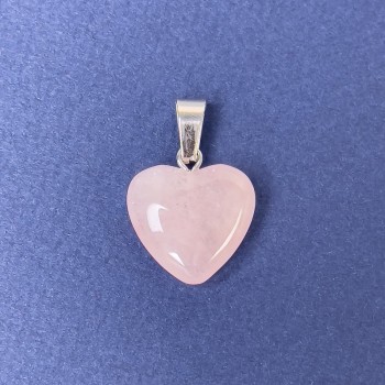 Wisiorek Serce naturalny kamień Różowy Kwarc 16x16x6x25 mm+