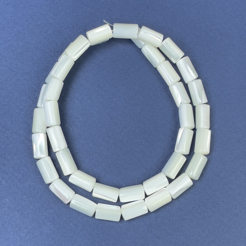 Koraliki perłowe fasetowane na nitce 10×6 mm, długość 39 cm +/-