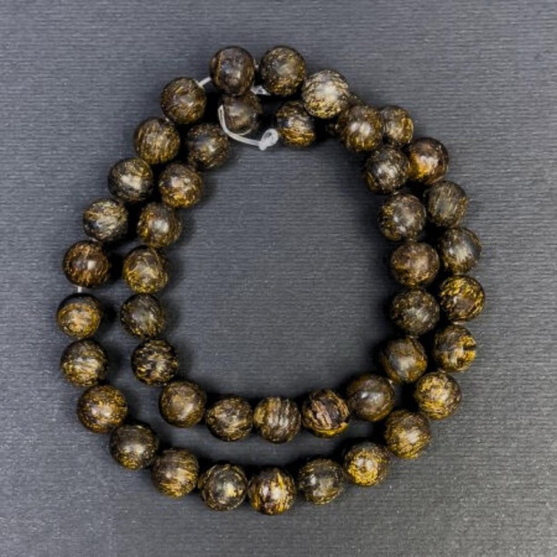Koraliki z bronzytu, naturalny kamień, gładkie kulki, średnica 8,5 mm, otwór 1,5 mm, długość 38 cm