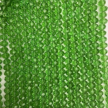 Koraliki czeskiego kryształu na żyłce zielone, przezroczyste, fasetowane rondelki, średnica 8×6 mm, długość około 40 cm