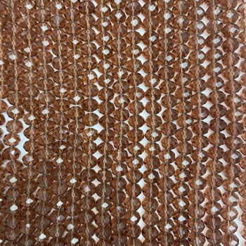 Koraliki czeskiego kryształu na nitce, brązowe, przejrzyste, fasetowane, w kształcie rondeli, średnica 8×6 mm, długość 40 cm