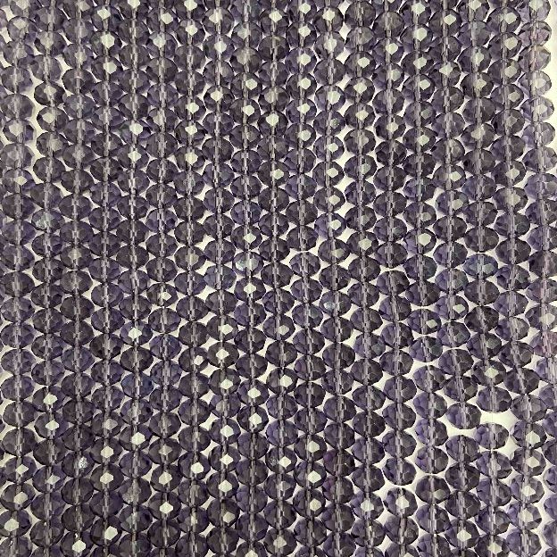 Koraliki z czeskiego kryształu na nici jubilerskiej, fioletowe, przejrzyste, rondel fasetowany, średnica 8×6,5 mm + -, długość 40–42 cm +