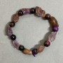 Bransoletka z ametystu i kamienia „Kocie oko” – koralik 15x10 mm ±, kulka 8 mm ±, długość 18 cm, elastyczna