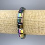 Bransoletka z hematytu o kwadratowym kształcie w kolorze tęczowym, koraliki o średnicy około 10×10 mm, długość 18 cm, elastyczna