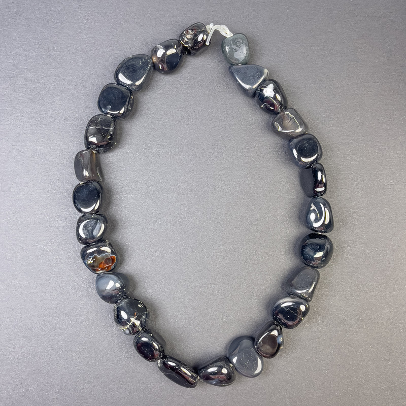 Koraliki agatowe w kształcie galetów 15-19×14 mm na nitce, długość 40 cm, z naturalnymi niedoskonałościami