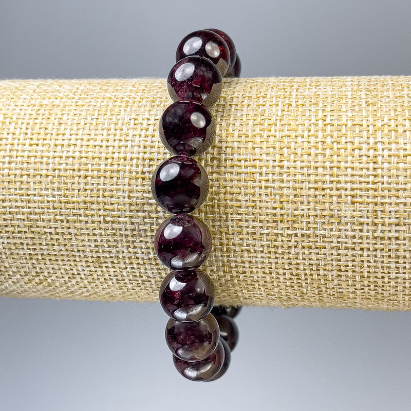 Bransoletka Granat gładka kulka, średnica 12mm+-, długość 18cm+- stretch