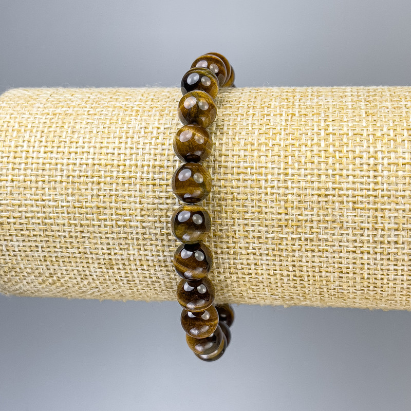 Bransoletka z tygrysiego oka, gładkie kulki, średnica 8 mm, długość około 18 cm, elastyczna