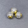 Koralik-wstawka do biżuterii, kolor metalu srebrzysty i złoty, średnica 10×9,5 mm, otwór 2 mm, opakowanie 3 szt.