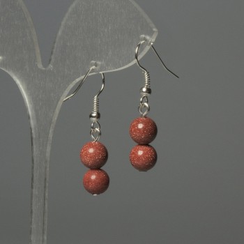 Kolczyki z awenturynu „Złoty piasek” kulka 8 mm+-, długość 32 mm+