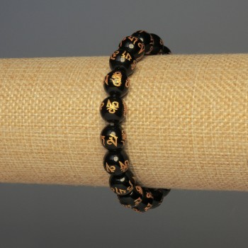 Bransoletka z agatu sztucznego – gładkie kulki o średnicy 10 mm, długość ± 18 cm, elastyczna