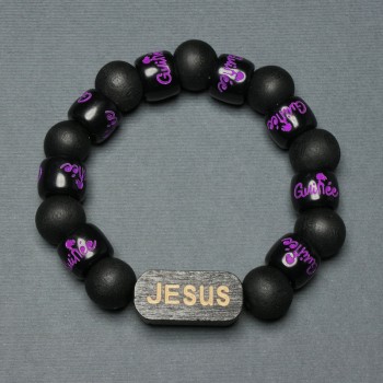 Bransoletka z drewnianymi koralikami, średnica 12 mm +- wstawka z drewna, średnica 25×11 mm +- 18 mm +- elastyczny sznurek