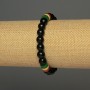 Bransoletka z agatu, gładkie kuleczki prasowane, średnica około 8 mm, wstawka akrylowa, średnica 9×8 mm, długość 18 cm, elastyczna