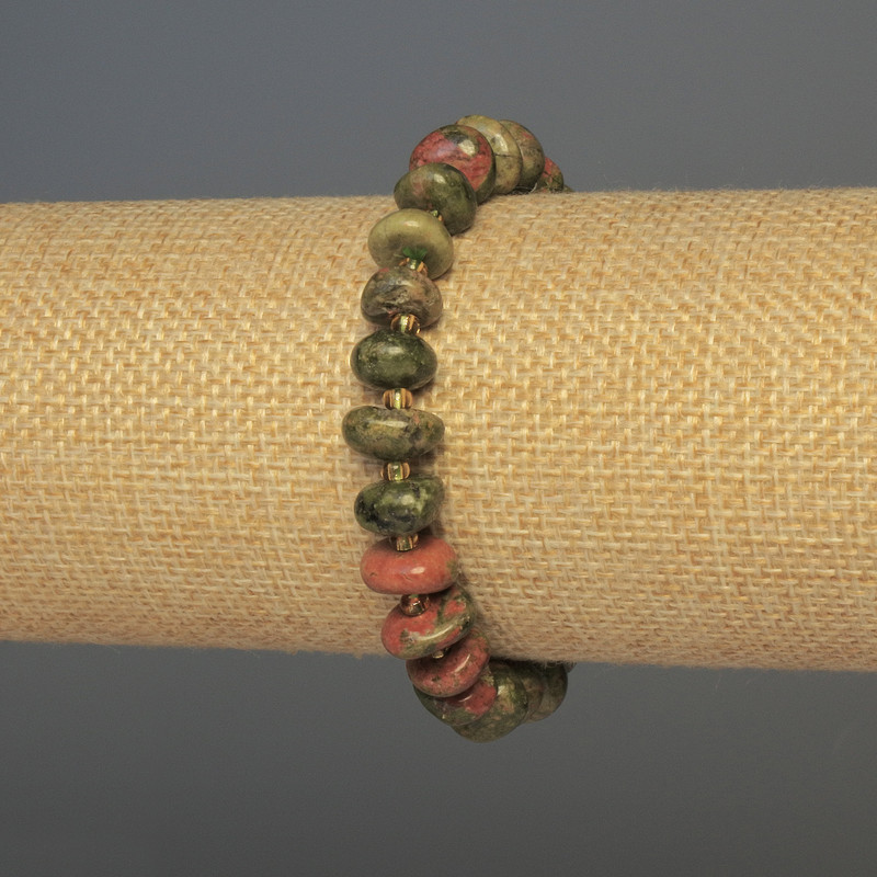 Bransoletka z heliotropu w galetach, średnica 10×5 mm ±, długość 18 cm ±, elastyczna