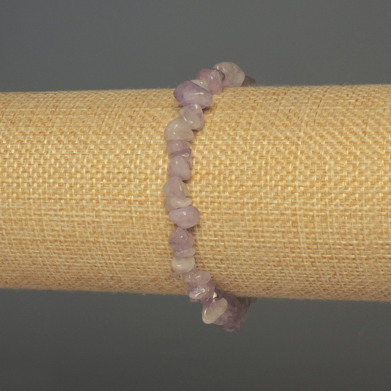 Bransoletka z ametystu – drobne kawałki, elastyczna, 18 cm