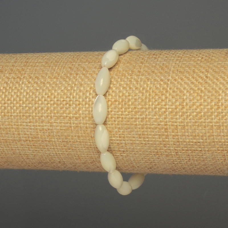 Bransoletka z masy perłowej «Ziarenko», średnica 12×6 mm ±, długość 18 cm ±, na elastycznej gumce