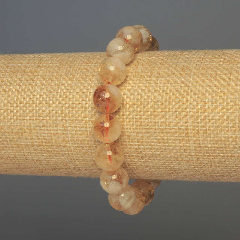 Bransoletka z cytrynu — gładkie kuleczki, średnica 11 mm, długość 18 cm, elastyczna