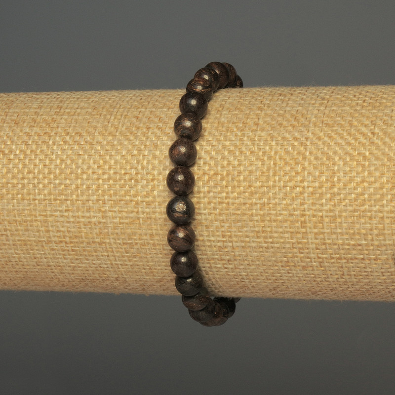 Bransoletka z bronzytu, gładkie kuleczki, średnica 6 mm, długość 18 cm, na gumce elastycznej