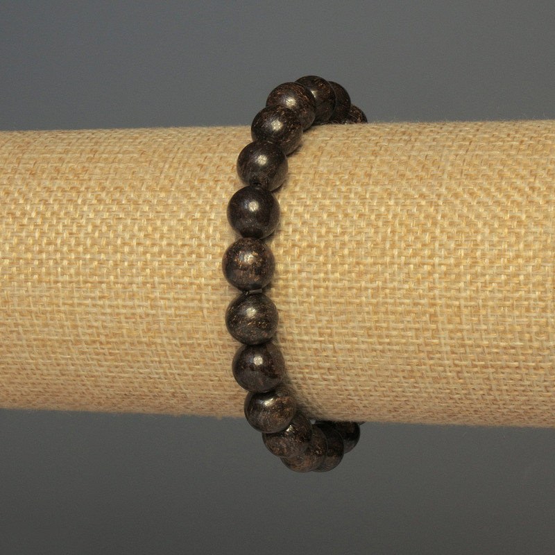 Bransoletka z bronzytu — gładkie kuleczki 8 mm, długość ok. 18 cm, elastyczna