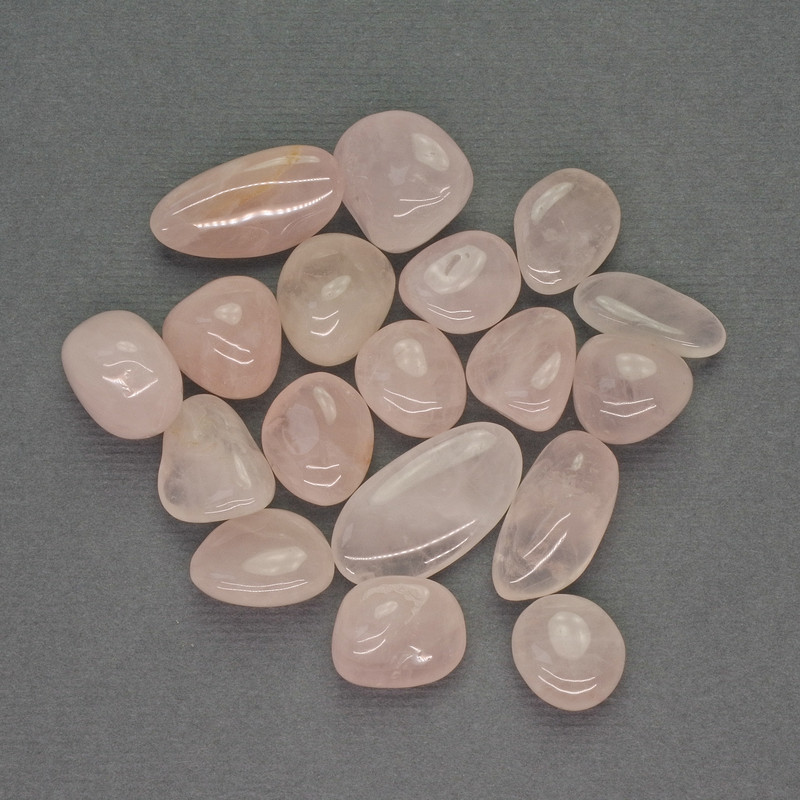 Naturalny kamień różowy kwarc, galetki obrobione, bez otworu, 11–20 × 10 mm ± (za 100 g ±)
