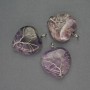Wisiorek Serce Ametyst w srebrzystym opleceniu, średnica 30×30 mm ±, długość 37 mm ±