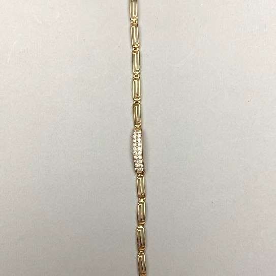 Bransoletka Xuping z białymi cyrkonami, grubość 4 mm, długość 18–20 cm, pozłacana