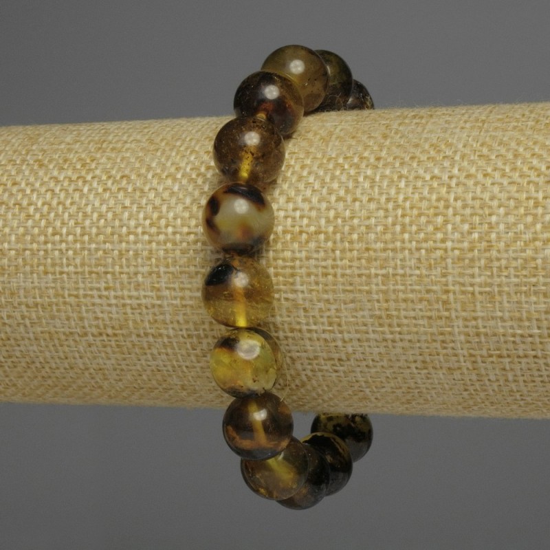Bransoletka z bursztynu – gładkie kuleczki, średnica 12 mm, długość 18 cm, elastyczna