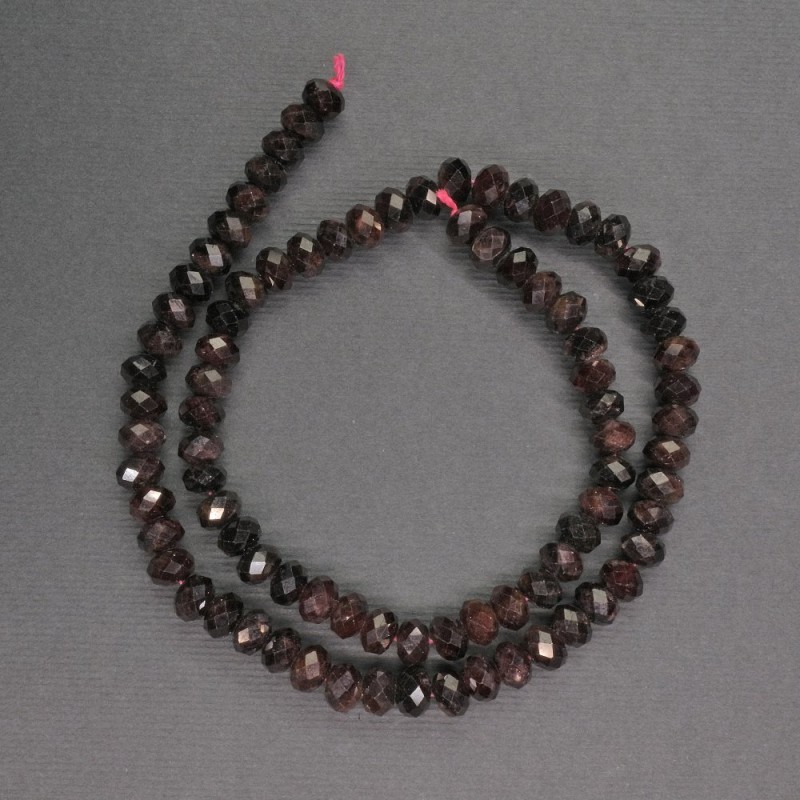 Koraliki granatu fasetowane w kształcie rondeli, średnica 6x4 mm, długość 37 cm