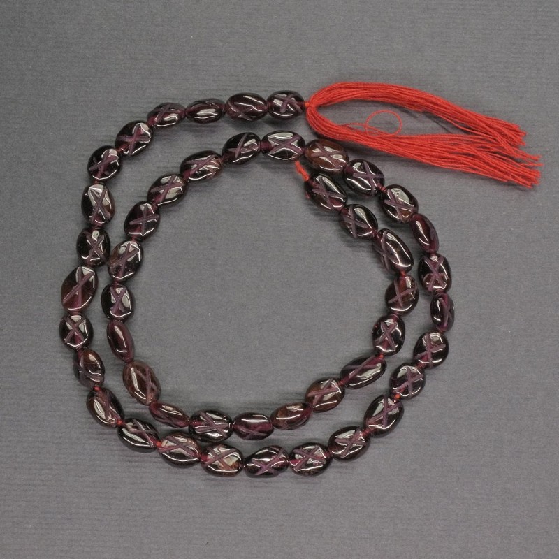 Koraliki granatu owalne fasetowane, średnica 5×6 mm, długość ok. 33 cm