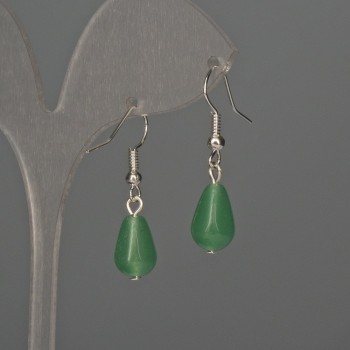 Kolczyki z nefrytu w kształcie kropli 8×12 mm, długość ok. 32 mm