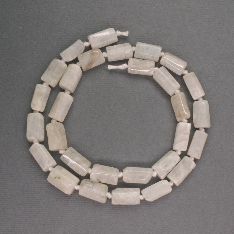 Koraliki z adularu, fasetowane cylindry, średnica 12×6 mm, długość 41 cm