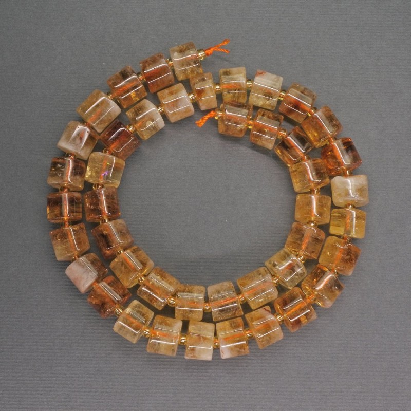 Koraliki z naturalnego cytrynu cylindryczne 9×7 mm, długość 41 cm